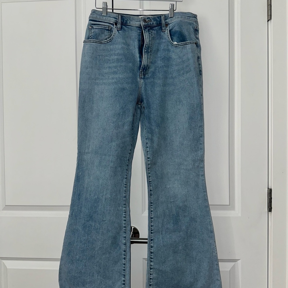 Abercrombie & Fitch ultra high rise flare jeans in long.